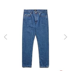 A.P.C High-rise wide straight leg in blue denim. Size 28. Brand new with tag